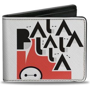 Disney Wallet, Bifold, Big Hero 6 Baymax Ba La La Collage White Red Black,